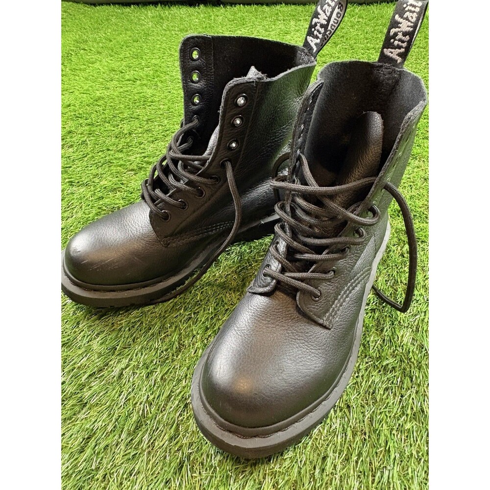 Dr. Martens 1460 Pascal Mono Women's Sz 6 Black Virginia Leather Lace Up Boots
